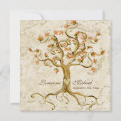 渦巻きツリーのルーツ古代パーチメント結婚ズ 招待状 (裏面)