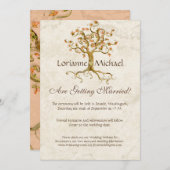 渦巻きツリー ルーツ アンティーク パーチメント ウェディング セーブ セーブザデート (正面/裏面)