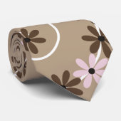 渦巻きトープの上に茶色の花 ネクタイ (ロール)