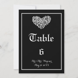 渦巻きハートの結婚式 - テーブル番号 招待状