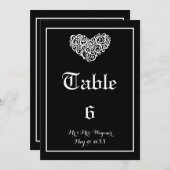 渦巻きハートの結婚式 - テーブル番号 招待状 (正面/裏面)