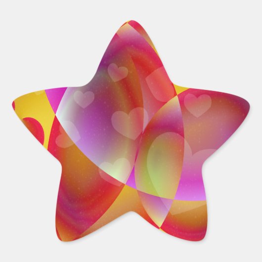 渦巻きハートステッカー 星シール (正面)