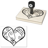 渦巻きハート、色を入れる4" x 5"ゴム印 ラバースタンプ (押印)