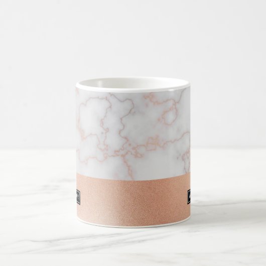 渦巻きバラ金ゴールド大理石ルックネームコーヒーマグ コーヒーマグカップ (中央)