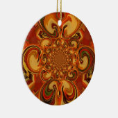 渦巻きパターン：オレンジ、ブラウン、グリーンの濃淡 セラミックオーナメント (右)