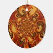 渦巻きパターン：オレンジ、ブラウン、グリーンの濃淡 セラミックオーナメント (左)