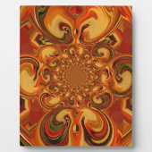 渦巻きパターン：オレンジ、ブラウン、グリーンの濃淡 フォトプラーク (正面)