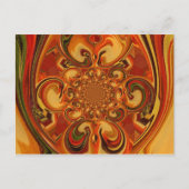 渦巻きパターン:オレンジ、ブラウン、グリーンの濃淡 ポストカード (正面)