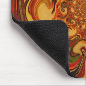 渦巻きパターン：オレンジ、ブラウン、グリーンの濃淡 マウスパッド (コーナー)