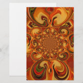 渦巻きパターン：オレンジ、ブラウン、グリーンの濃淡 便箋 (正面/裏面)