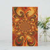渦巻きパターン：オレンジ、ブラウン、グリーンの濃淡 便箋 (スタンド正面)