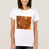 渦巻きパターン:オレンジ、ブラウン、グリーンの濃淡 Tシャツ (正面)