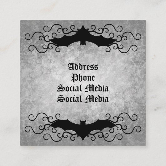 渦巻きビクトリアンが美しいゴシックこうもり スクエア名刺 (裏面)