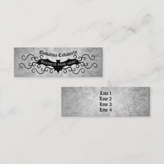 渦巻きビクトリアン状の可愛いゴシッエレガントクこうもり スキニー名刺 (正面/裏面)