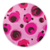 渦巻きピンクと赤のデザイン セラミックノブ (正面)