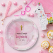 渦巻きピンクの雲のバプテスマ ペーパープレート (パーティー)