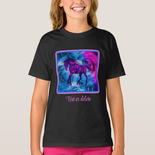 渦巻きフラクタルファンタジーパーソナライズされた馬 Tシャツ (正面)