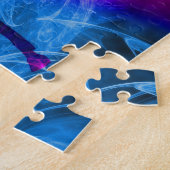 渦巻きフラクタルファンタジーブラックホースアート ジグソーパズル (側面)