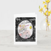 渦巻きフレーム不気味ハロウィーンカップルスケッチ カード (黄色い花)