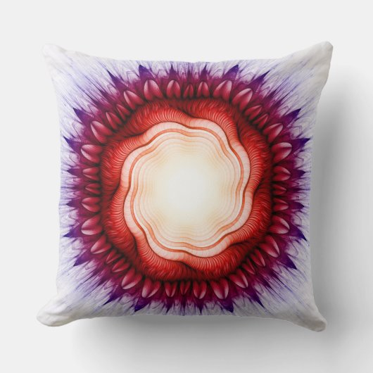 渦巻きフローラ赤オーナメント クッション (正面)