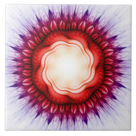 渦巻きフローラ赤オーナメント タイル