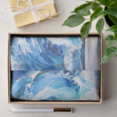 渦巻きブルースとホワイト抽象芸術海波 薄葉紙 (ギフト)