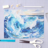 渦巻きブルースとホワイト抽象芸術海波 薄葉紙 (クラフト)