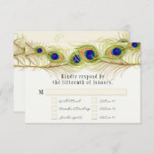 渦巻きモダン孔雀の羽モノグラムモノグラムの 出欠カード (正面/裏面)