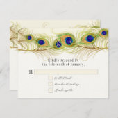 渦巻きモダン孔雀の羽モノグラムモノグラムの 出欠カード (正面/裏面)