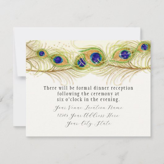 渦巻きモダン孔雀の羽モノグラムモノグラムの 招待状 (正面)