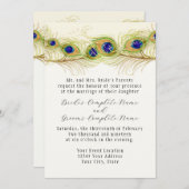 渦巻きモダン孔雀の羽モノグラムモノグラムの 招待状 (正面/裏面)