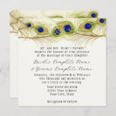 渦巻きモダン孔雀の羽モノグラムモノグラムの 招待状 (正面/裏面)