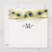 渦巻きモダン孔雀の羽モノグラムモノグラムの 招待状 (裏面)