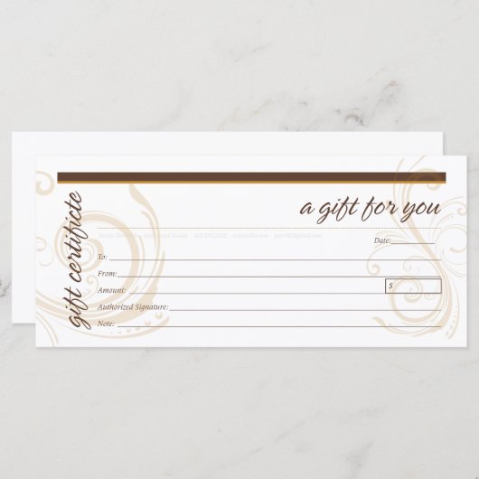 渦巻きモチーフモダン付きギフト証書 (正面/裏面)
