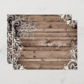 渦巻きレース納屋の木材の国の結婚式感謝していあなた ポストカード (正面/裏面)