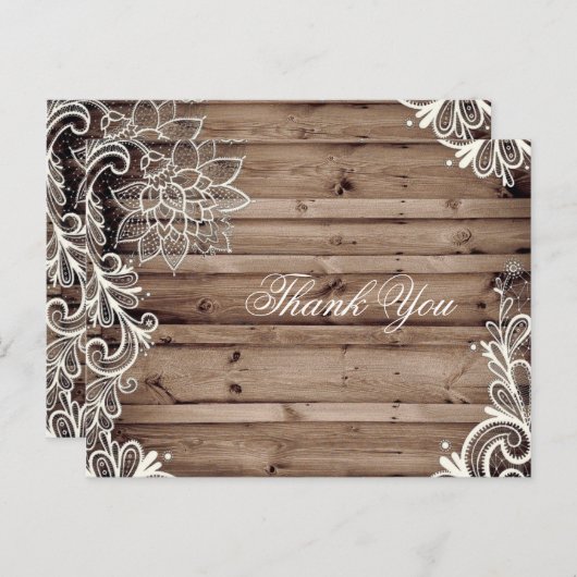 渦巻きレース納屋の木材の国の結婚式感謝していあなた ポストカード (正面/裏面)