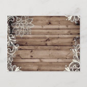 渦巻きレース納屋の木材の国の結婚式感謝していあなた ポストカード (裏面)