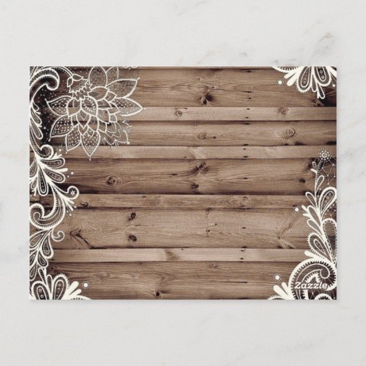 渦巻きレース納屋の木材の国の結婚式感謝していあなた ポストカード (裏面)