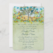 渦巻きロマンチックラブバードの木結婚式招待状 招待状 (正面)