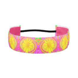 渦巻き上の黄色のひまわりサイケデリック花 アスレチックヘッドバンド