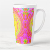 渦巻き上の黄色のひまわりサイケデリック花 カフェラテマグ (右)