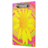 渦巻き上の黄色のひまわりサイケデリック花 クリップボード (左)