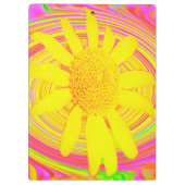 渦巻き上の黄色のひまわりサイケデリック花 クリップボード (裏面)