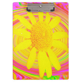 渦巻き上の黄色のひまわりサイケデリック花 クリップボード