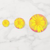 渦巻き上の黄色のひまわりサイケデリック花 コンフェッティ (正面)