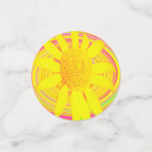 渦巻き上の黄色のひまわりサイケデリック花 コンフェッティ (スモール正面)