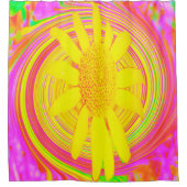 渦巻き上の黄色のひまわりサイケデリック花 シャワーカーテン (正面)