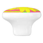 渦巻き上の黄色のひまわりサイケデリック花 セラミックノブ (側面)