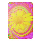 渦巻き上の黄色のひまわりサイケデリック花 バスマット (正面縦)