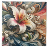 渦巻き型にカラフル囲まれたユリ タイル (正面)